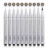 10 Pcs Precision Micro-Line Pens, Fineliner,Multiliner,Waterproof Archival ink For Artist Illustration, Office Documents, Scrapbooking, Technical Drawing