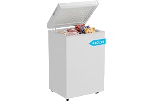 TABU 4.5 Cubic Feet Chest Freezer, Energy Saving Deep Freezer(White) | 7 Level Adjustable Thermostat, Top Opening, Compact, Removable Storage Basket for Home, Garage, Office
