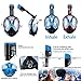 180° Snorkel Mask View for Adults and Youth. Full Face Free Breathing Design.[Free Bonuses] Cell Phone Universal Waterproof Case (Dry Bag) and Anti-Fog Wipes (Black/Blue, Small/Medium)