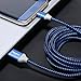 Fasgear 3 pcs 10ft/3M Nylon Braided Micro USB Cable With Gold-Plated Navy-Blue Connector For Samsung, LG, HTC, Nokia, Android Phone And More (Black,White,Red)