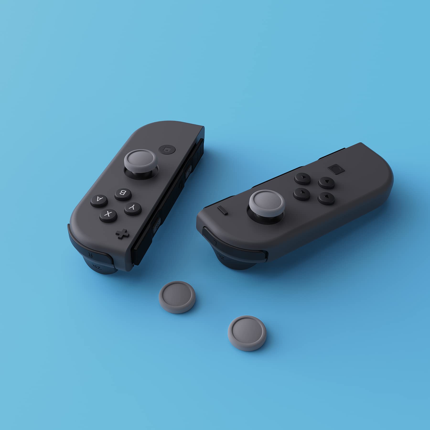 eXtremeRate PlayVital Switch Thumb Grip Caps, Joystick Caps for Nintendo Switch Lite, Silicone Analog Cover Thumbstick Grips for Switch OLED Joycon - Gray