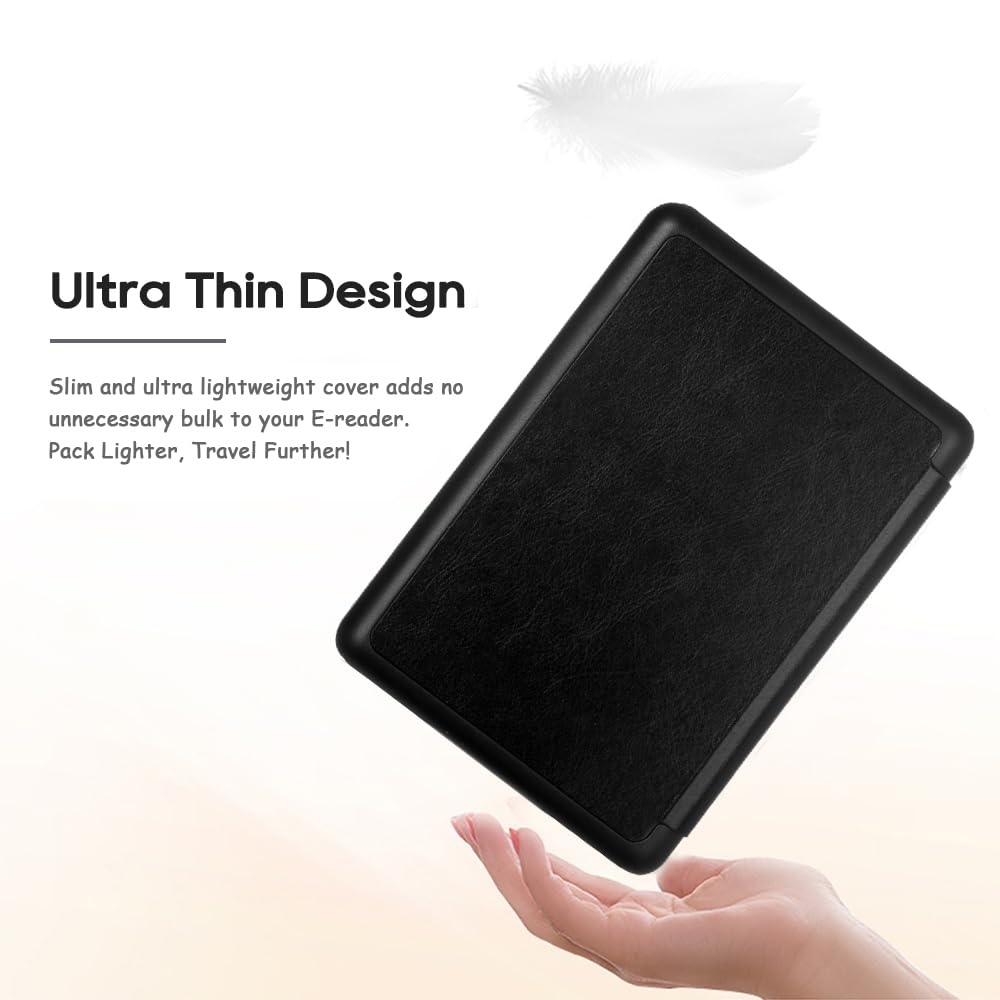 SCSVPN Case for 6'' Kindle 10th Generation (2019 Release, Model NO. J9G29R), Ultra Thin & Lightweight Premium Leather Cover with Hand Strap, Auto Sleep/Wake - Not Fit Kindle 2022/Paperwhite (Black)