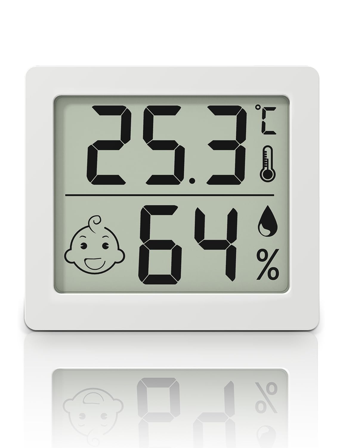 3.1’’ Large-screen Ultra-thin Thermometer and Hygrometer, Indoor Household Electronic Thermo-Hygrometer, Dry and Wet Baby Room Digital Display Temperature and Humidity Monitor Meter Gauge (white)