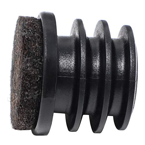 Adsamm® / 16 x Felt glides for tubes / black / Ø 21 - 23 mm / round / Premium quality ripped inserts with felt for tubular steel chairs