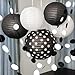 Bobee Black and White Paper Garland Party Decorations, 14 feet pre-Sewn Single Strand of 58 dots