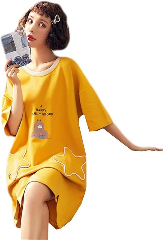 Amazon ディーハウ パジャマ ワンピース レディース 部屋着 膝丈 肌に優しい ネグリジェ ルームワンピース 半袖 寝間着 柔らかい ルームワンピース ネグリジェ 通販