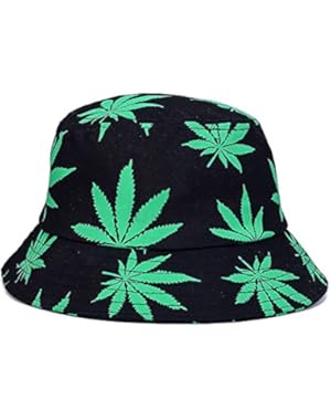 Unisex Pure Cotton Maple Leaves Bucket Cap Flat Top Outdoor Fishing Hunting Hat