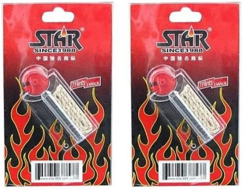 12x Replacement Flints for Zippo (Friction stone) Flints in Dispenser with 2x Wicks