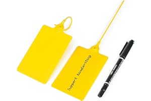 SSSEALTAG 25 Pcs Durable Plastic Shipping Tags with Marker Pen Security Seals Sticker Labels,Waterproof Blank Luggage Tag for Packages, Logistics, Inventory, Travel(Yellow,25pcs)