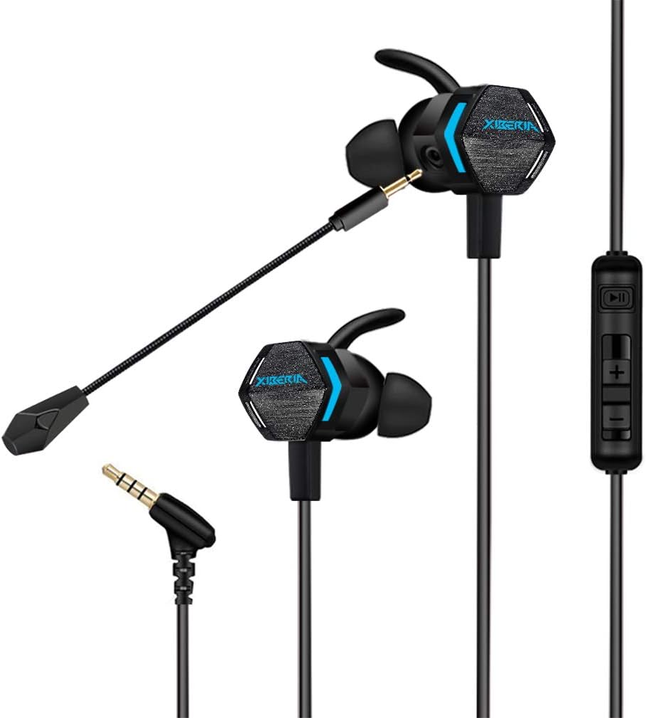 JISEN Stereo Bass Earphones Wired Gaming Headphones with Adjustable Mic (Black)