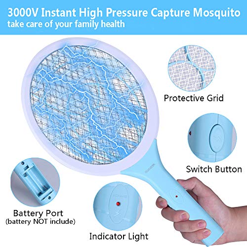 seenlast Racchetta Zanzare Mosche Elettrica, Paletta Mosche Ammazza Zanzare Volare Swatter Zapper Anti Insetti con Reti Protettive per Uso Esterno Interno