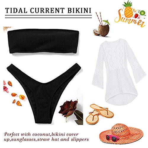 UMIPUBO-Bikini-Set-Donna-in-Tinta-Unita-Costumi-da-Mare-Due-Pezzi-Spiaggia-Costumi-da-Bagno-Vita-Bassa-Bikini-Senza-Spalline-Push-Up-Beachwear-Swimwear