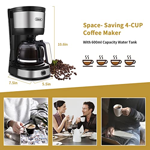 Gevi 4Cup Coffee Maker with AutoShut Off, Small Drip Coffeemaker Compact Coffee Pot Brewer