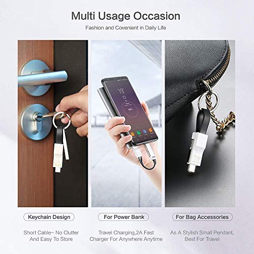 Lightning Cable Keychain Charger iPhone Android USB C 3 in 1 Charging