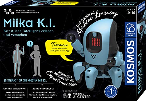 KOSMOS 620899 Miika K.I. Roboter, künstliche Intelligenz erleben und verstehen, trainiere ihn mit Gesten oder Stimme, innovativer Experimentierkasten für Kinder ab 10 Jahre, Roboter-Spielzeug