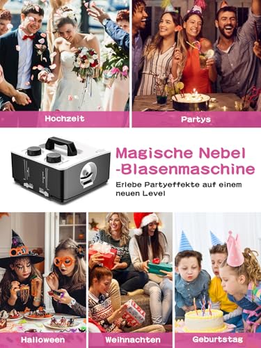 Fog Machine, 2-in-1 Fog Bubble Machine, 400 W No-Spill Smoke Bubble Maker, Portable Bubble Fogger, Bubble Fog Combo Machine for Indoor Outdoor Party Halloween Christmas Wedding Birthday