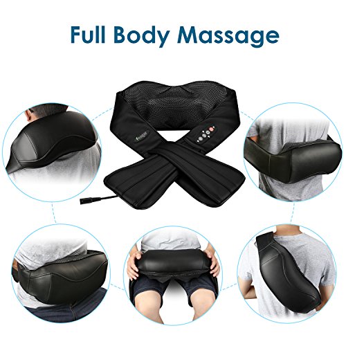 Feagar Shiatsu Neck & Shoulder Massager with Heat - Adjustable Intensity Deep Kneading Heat Therapy Massager with Car Adapter to Relieve Sore Muscles, Back Pain - Perfect for Car, Office Chair - Thumbnail 6