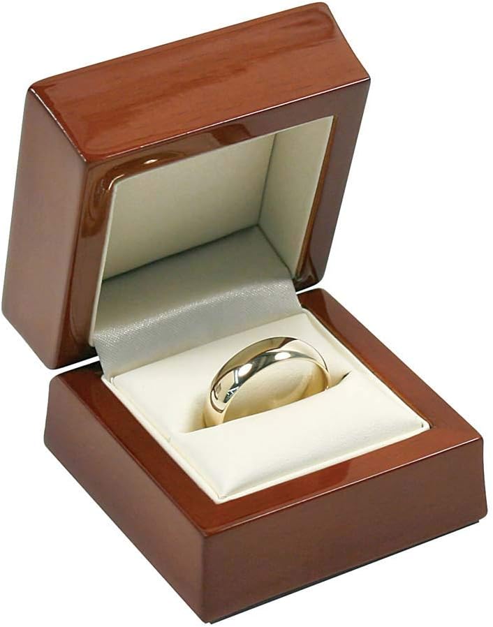 Luxury Solid Wooden Wedding Ring Box for 1 Ring High Polished Mahogany