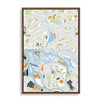 Framed Canvas Wall Art World City map Canvas Prints Home Artwork Decoration for Living Room,Bedroom - 16x24 inches