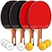 NIBIRU SPORT Ping Pong Paddle Set (4-Player Bundle), Pro Premium Rackets, 3 Star Balls, Portable Storage Case, Complete Table Tennis Set with Advanced Speed, Control and Spin, Indoor or Outdoor Play primary