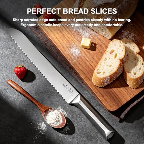 imarku Knife Set with Honing Rod, 16-Piece Japanese High Carbon Stainless Steel Kitchen Knife Sets, Ultra-Sharp Knives, Full Tang Ergonomic Handle, Dark Gray