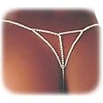 Sexy Rhinestone Thong Panties Underwear Crystal Panties G-string Summer Beach Belly Waist Chain Bikini Rhinestone Waist Body Chain for Women Body Jewelry (Silver)