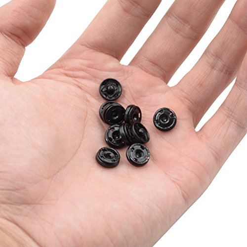 Yiphates 50 Black and 50 Silver Tone Metal Press Studs Buttons Snap Closing Fasteners Poppers Sewing Clothing Snaps Button for Craft DIY 10mm - Thumbnail 4