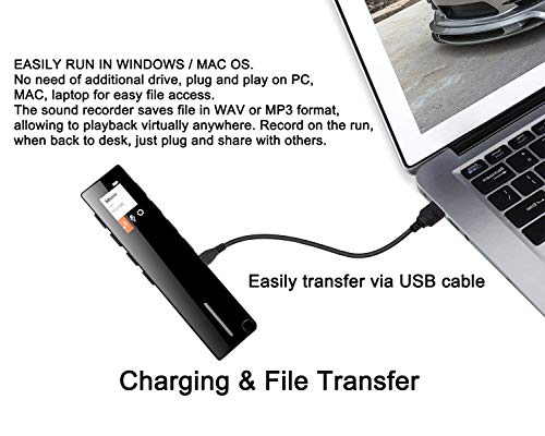 Digital Voice Recorder, Sindave 1536kbs Stereo Rechargeable HD Audio 16 Gram Voice Recorder, Mini Portable USB MP3 Activated Sound Recorder and 1- Click Recording, Voice Activated Recorder - Thumbnail 4