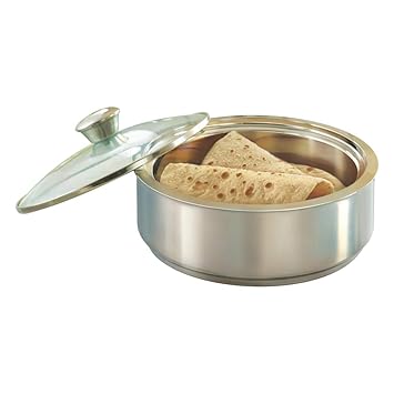 Borosil Stainless Steel Insulated Roti Server, 2.5 litres, Silver
