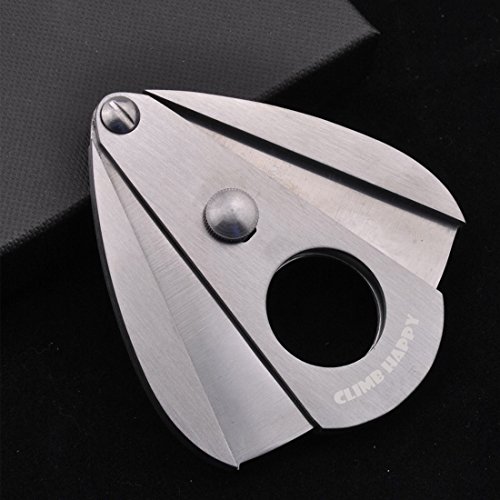 Cigar Cutter Stainless Steel Guillotine Double Cut Blade in Black Gift Pouch