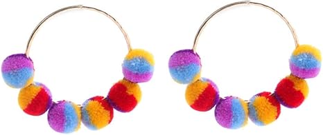Ohrring Neue Koreanische Bunte Wattebausch Pom Legierung Creolen Für