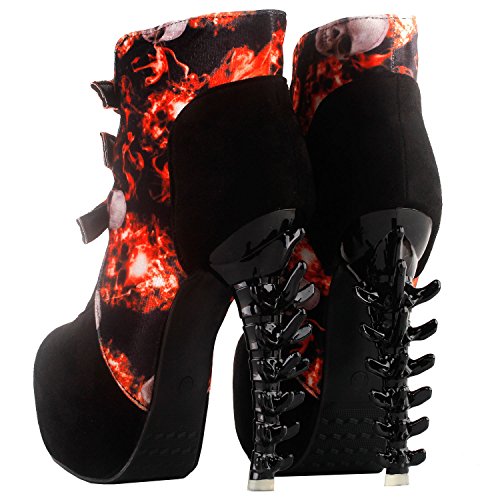 SHOW-STORY-Black-Skull-in-Fire-Strappy-Buckle-High-top-Bone-High-Heel-Platform-Ankle-BootsLF80664