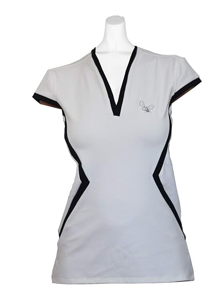 La Mouche Padel Camiseta de Mujer Manga Corta Blanca/Marino ...