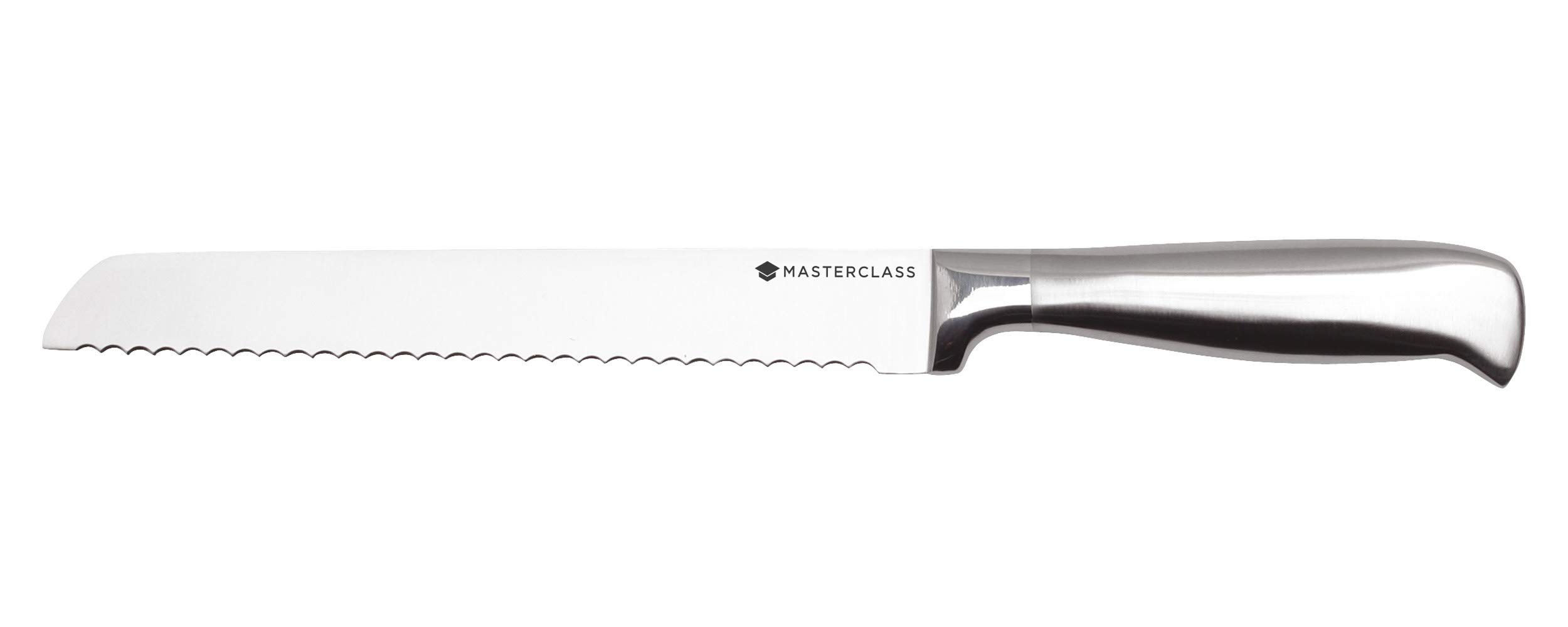 MasterClass Bread Knife, Deluxe Stainless Steel, Durable Serrated Bread Knife 20cm (8"), Hanging Display Pack, Silver