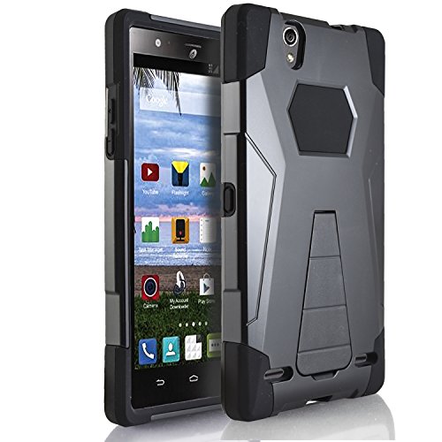 ZTE Lever LTE Case, Starshop Premium Durable Rugged Shell Hybrid Protective Phone Case Cover with Built in Kickstand Black