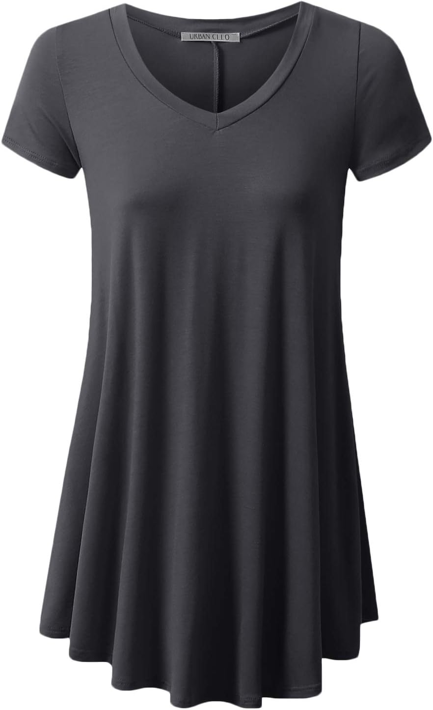 URBANCLEO Womens Short Sleeve Long Tunic Top T-Shirt Dress (Plus