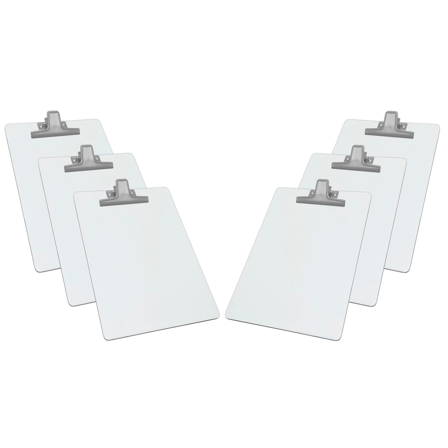 Acrimet White Clipboard Letter Size A4 (33 cm x 23 cm) Premium Metal Clip (Hardboard) (Silver Clip) (6 Pack)