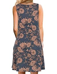 Manydress Vestido de verano para mujer, informal, sin mangas, estampado floral, con bolsillos, MY028