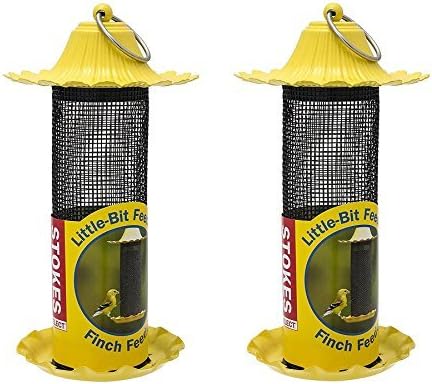 Stokes Select Little-Bit Feeders Finch Bird Feeder with Metal Roof, Yellow.6 lb Seed Capacity (Pack of 2)