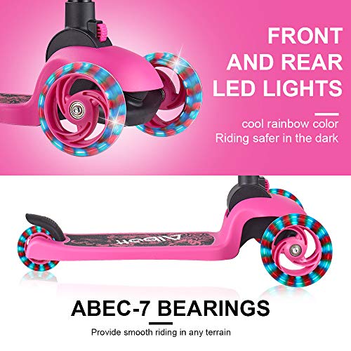 Albott 3 Wheels Kick Scooter for Kids and Toddlers Adjustable Height