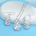 EleQueen 925 Sterling Silver Full Prong Cubic Zirconia Ribbon Teardrop Bridal Necklace Hook Earrings Set Clear