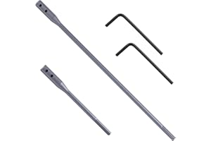 SPEEDWOX 4Pcs 1/4 Extension Drill Bit Set Wood Spade Drill Bit Extension 6 and 12 Inches with 2 Pieces Key for Wood Turners F