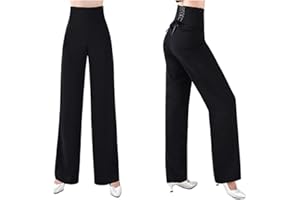 YILINFEIER Black Dance Pants for Women, High Waist Ballroom Latin Tango Salsa Practice Performance Dancing Costume Pants