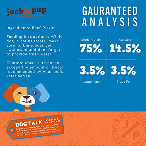 Jack&Pup 6inch Premium Grade Odor Free Bully Sticks Dog Treats [Thick