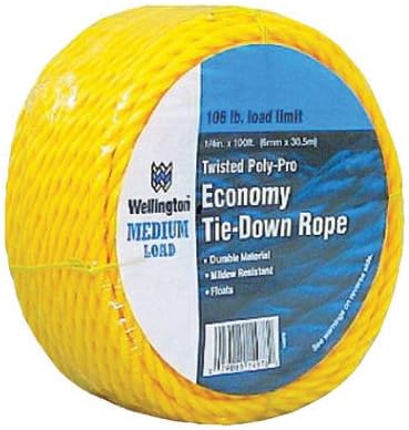 WELLINGTON CORDAGE 14978 1/4-Inch X 100-Feet Yellow Poly Rope