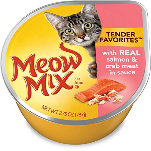 Meow Mix Tender Favorites with Real Salmon & Crab Meat In Sauce Wet Cat Food, 2.75 oz Cans, 12 Count