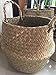 RISEON Natural Seagrass Belly Basket Panier Storage Plant Pot Collapsible Nursery Laundry Tote Bag with Handles (9