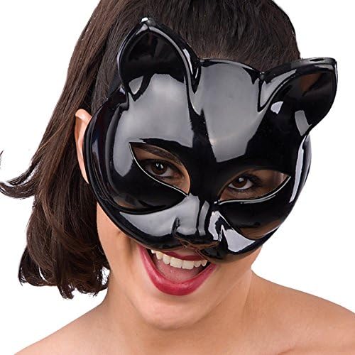 Black mask catwoman cat woman in heavy plastic