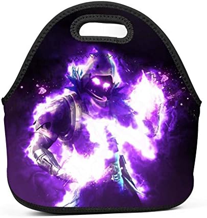 Fortnite Raven Warrior Neoprene Lunch Tote Thick Insulated Lunch Bag Portable Thermal Lunchbox Waterproof Outdoor Picnic Travel Holiday Handbag Zipper Men Women Adult Kids Boys Girls