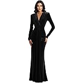 Zymhae Long V Neck Velvet Formal Dresses Mermaid Maxi Formal Prom Party Gowns for Women